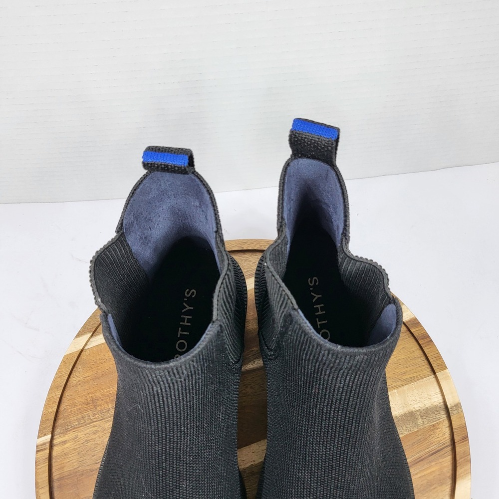 Rothy's The Lug Boot Women 8 Black Excellent Sustainable Knit Chelsea Ankle Boot - Picture 4 of 12